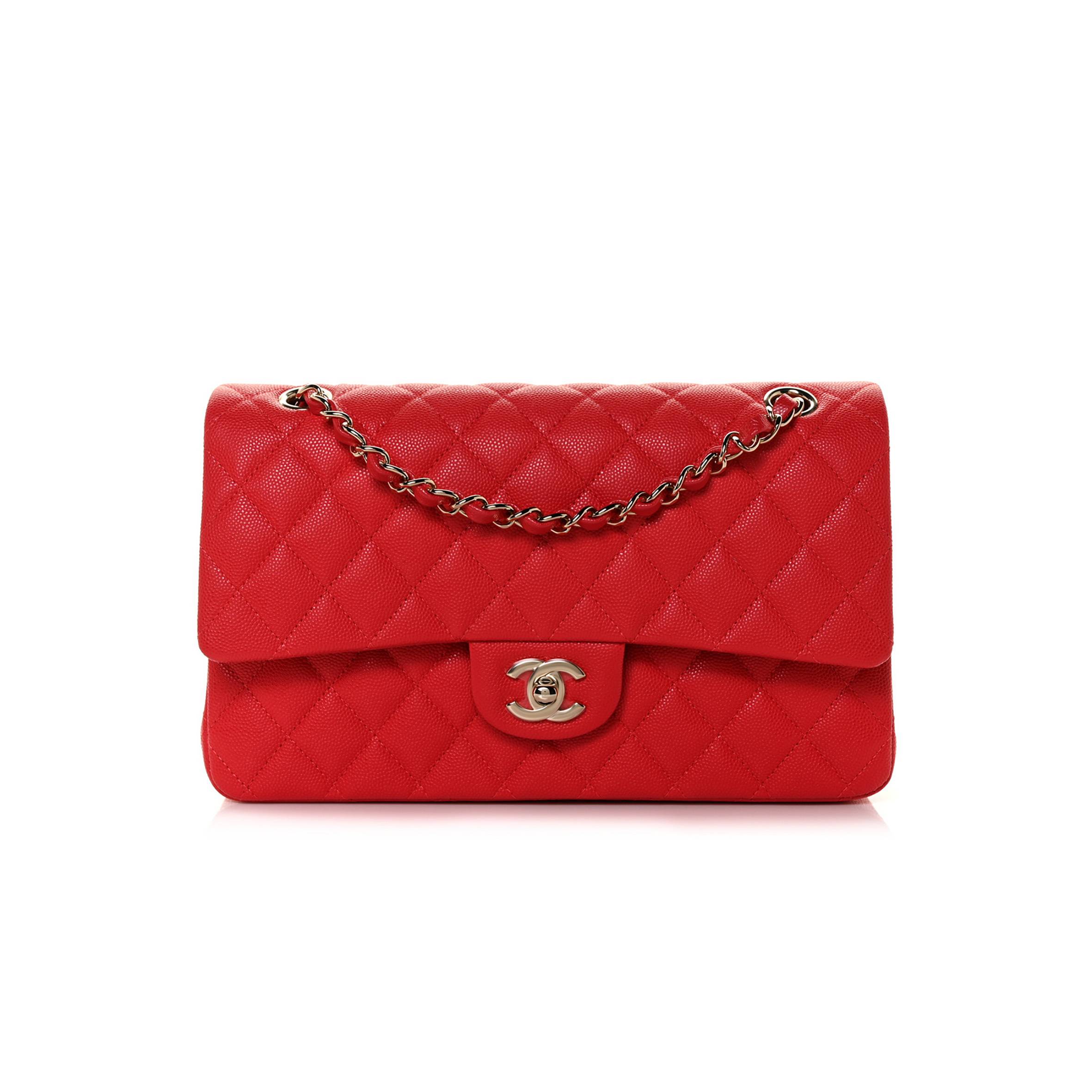 Ch*el caviar quilted medium double flap red rose gold hardware (25*15*6cm)