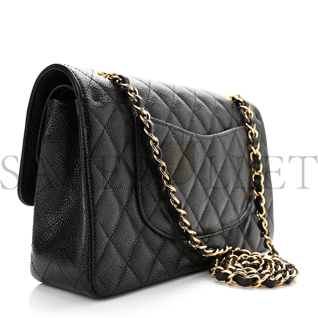 Ch*el caviar quilted medium double flap black gold hardware (25*15*6cm)