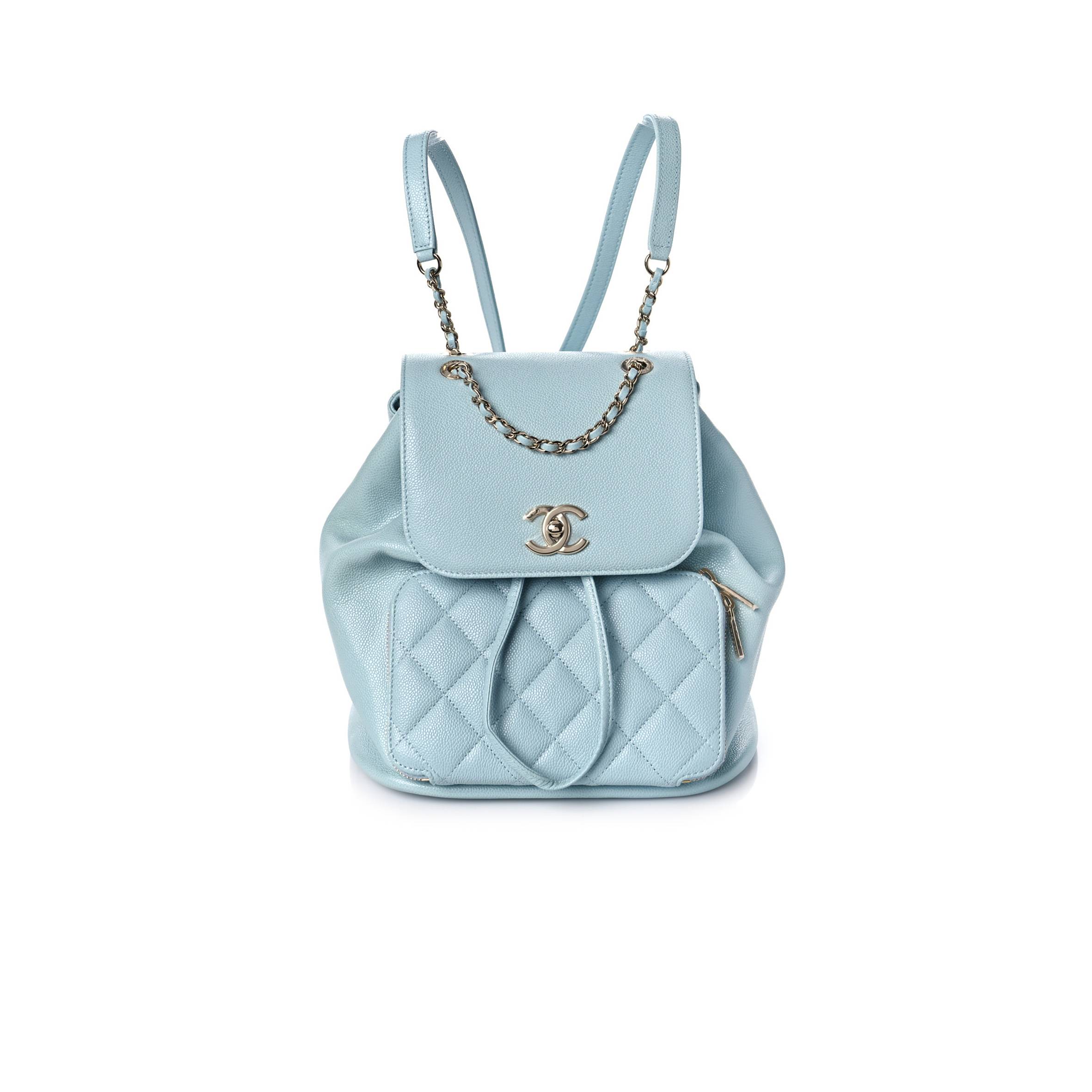 Ch*el caviar quilted business affinity backpack light blue (24*23*13cm)
