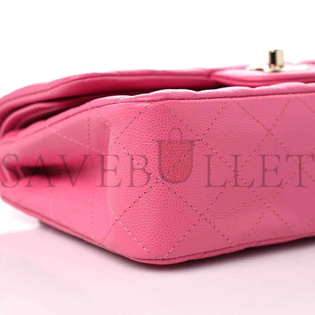 Ch*el caviar quilted small double flap pink gold hardware (22*15*6cm)