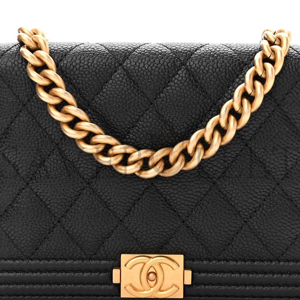 Ch*el caviar quilted boy wallet on chain woc black gold hardware (19*13*5cm)