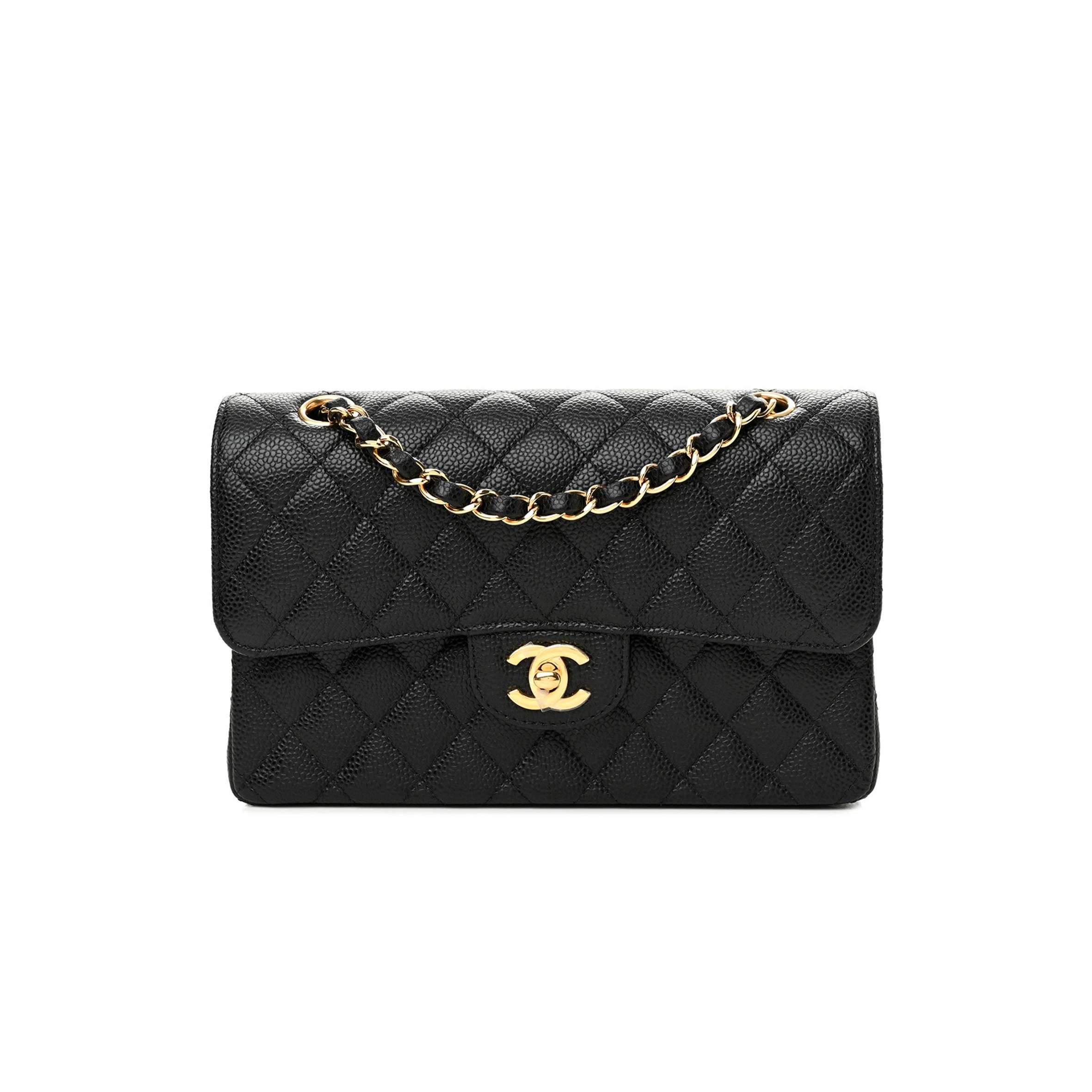 Ch*el caviar quilted small double flap black gold hardware (23*14*6cm)