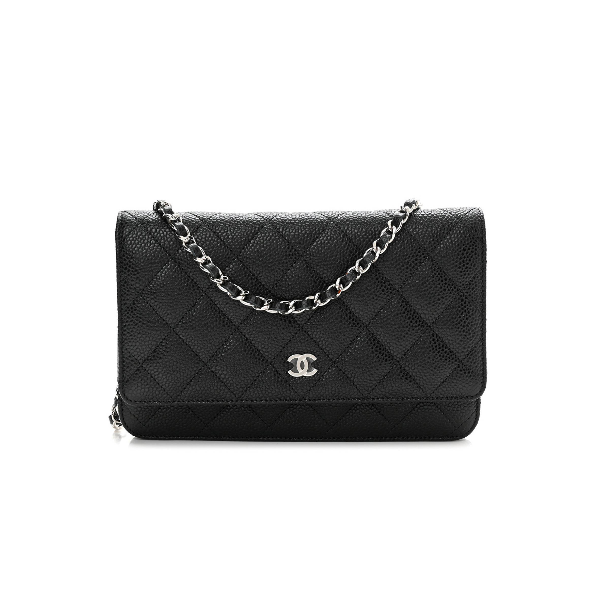 Ch*el caviar quilted large coco handle flap black silver hardware (20*13*4cm)