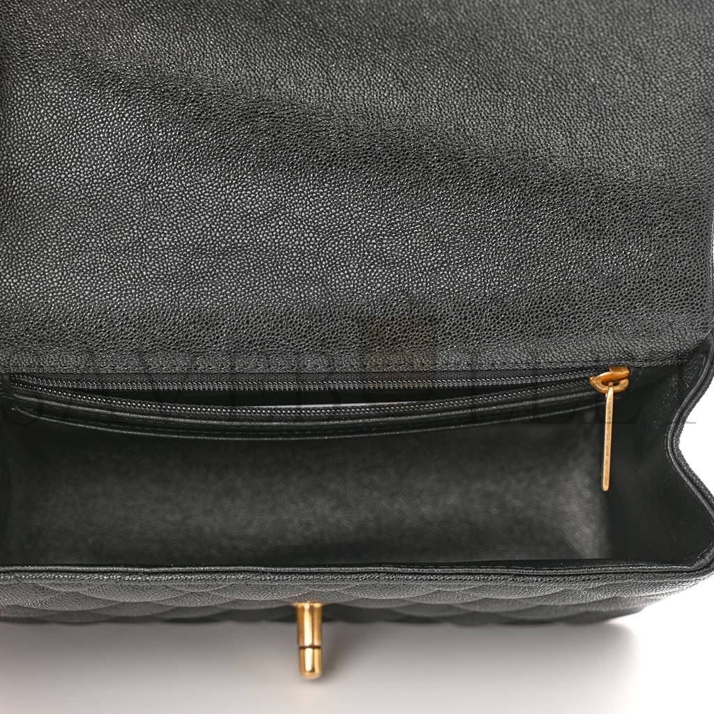 Ch*el caviar quilted mini top handle rectangular flap black gold hardware (20*13*6cm)