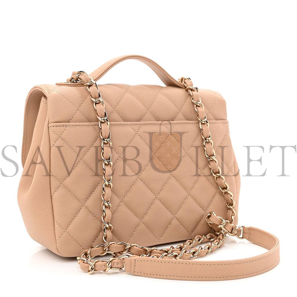Ch*el caviar quilted medium business affinity flap beige gold hardware (22*16*7cm)
