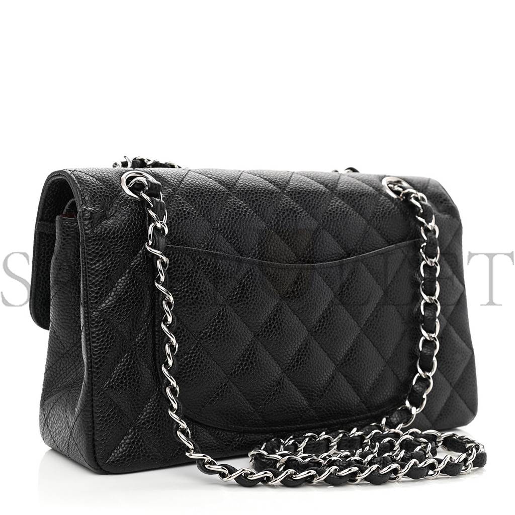 Ch*el caviar quilted small double flap black silver hardware (23*14*6cm)
