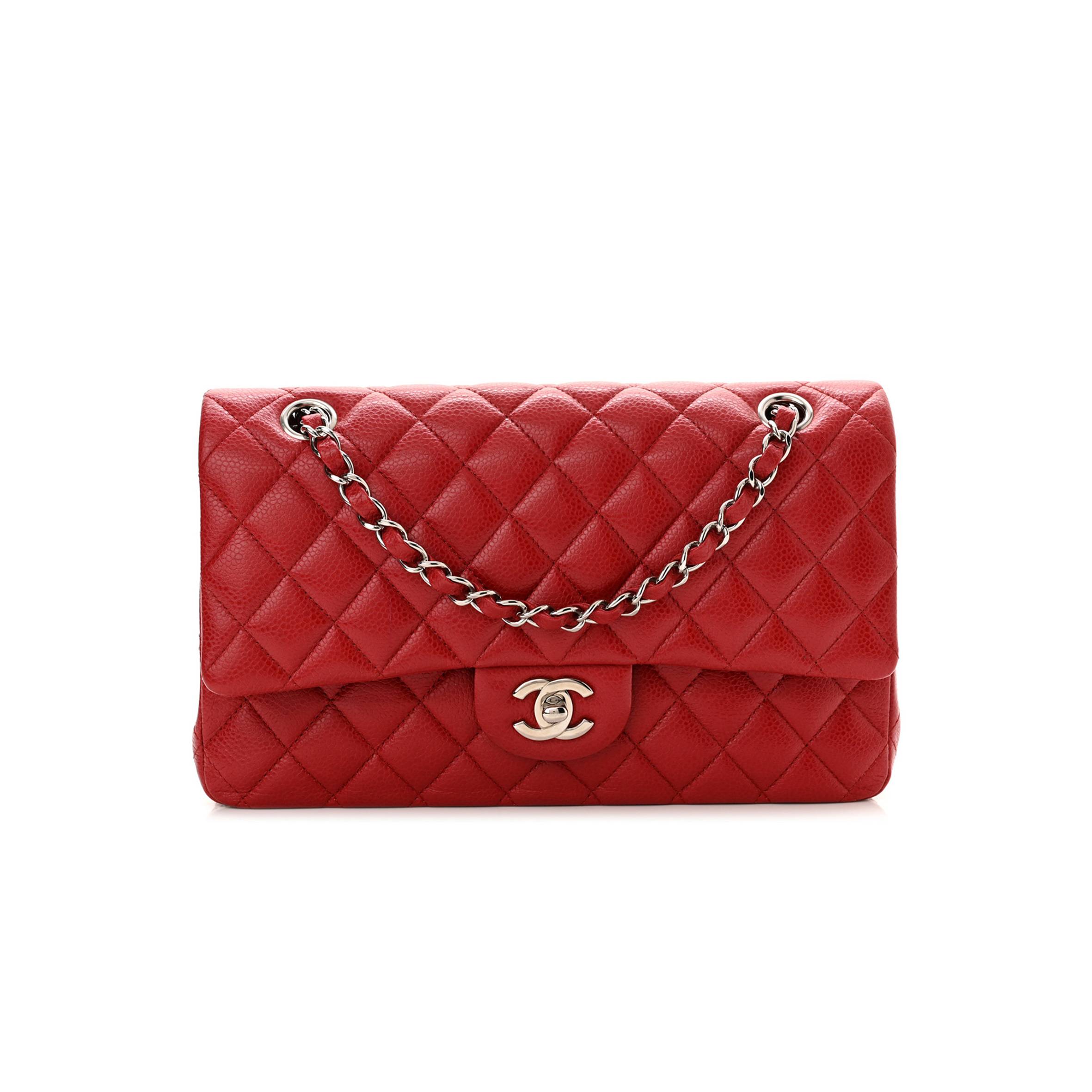 Ch*el caviar quilted medium double flap red rose gold hardware (25*15*6cm)