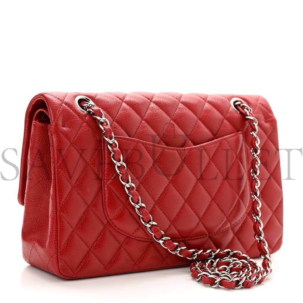 Ch*el caviar quilted medium double flap red rose gold hardware (25*15*6cm)