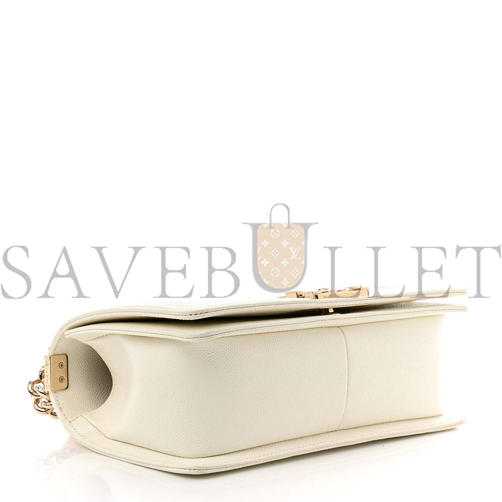 Ch*el caviar quilted medium boy flap white rose gold hardware (25*15*10cm)