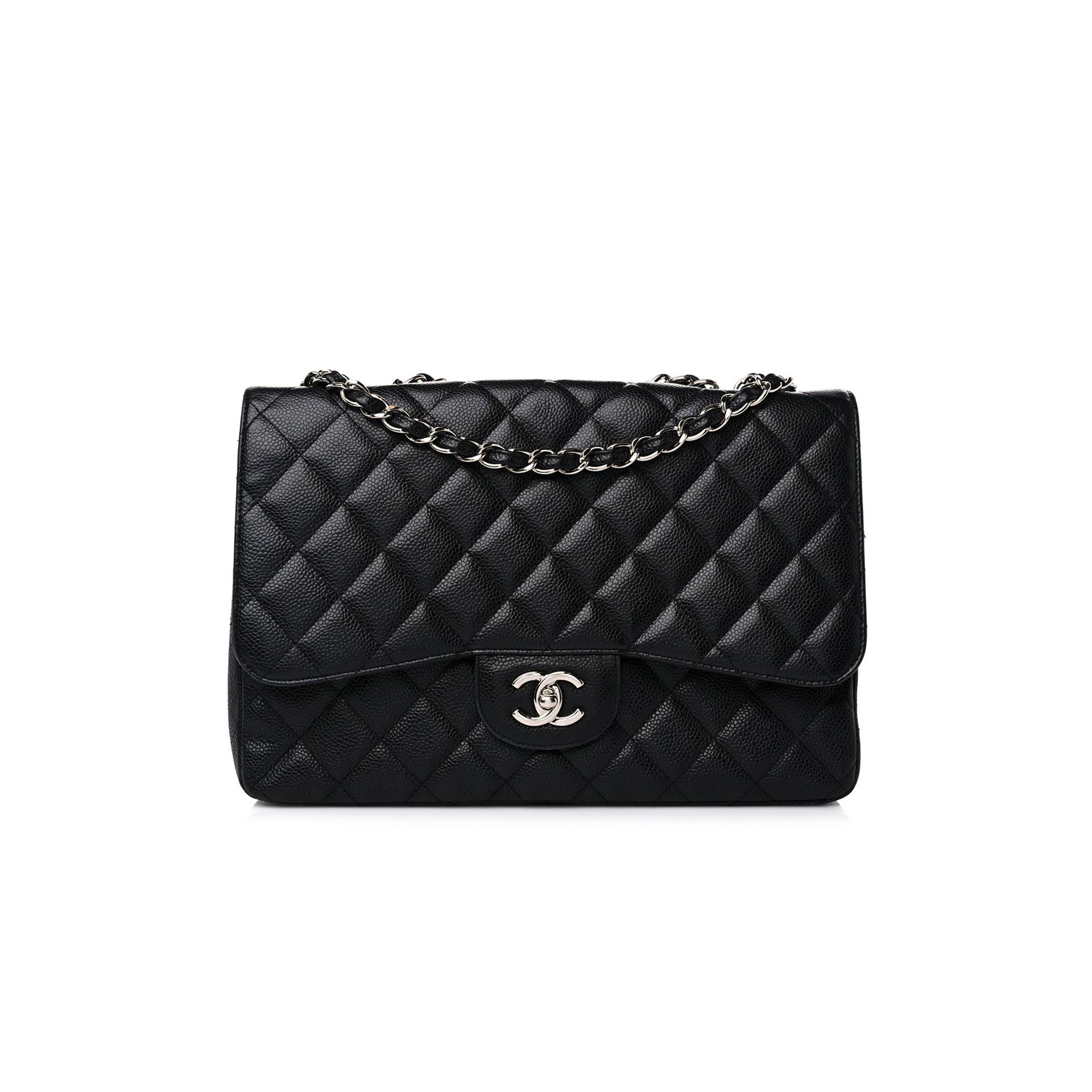 Ch*el caviar quilted jumbo single flap black silver hardware (30*20*8cm)