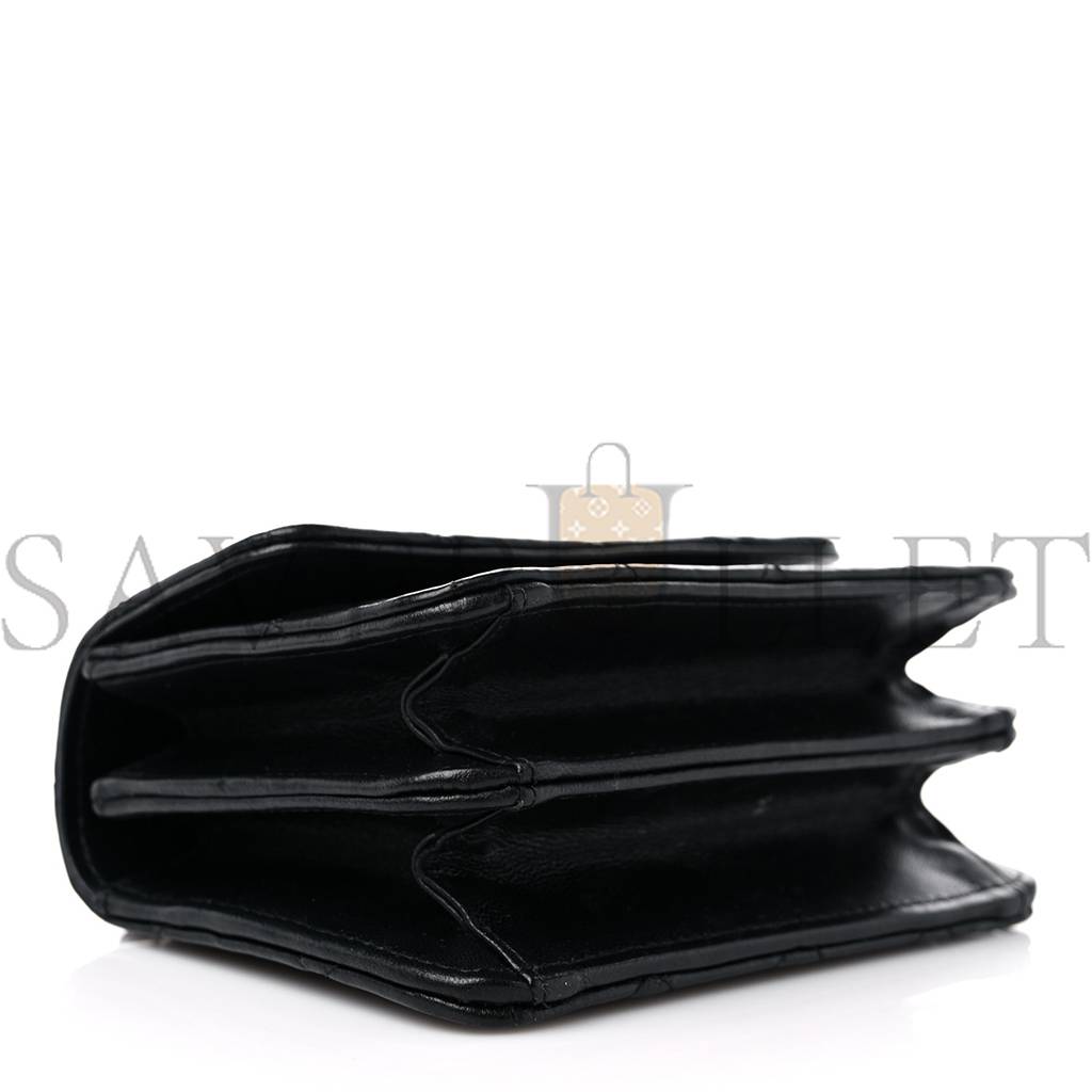 Ch*el lambskin quilted chain top handle clutch with chain black gold hardware (13*10*6cm)