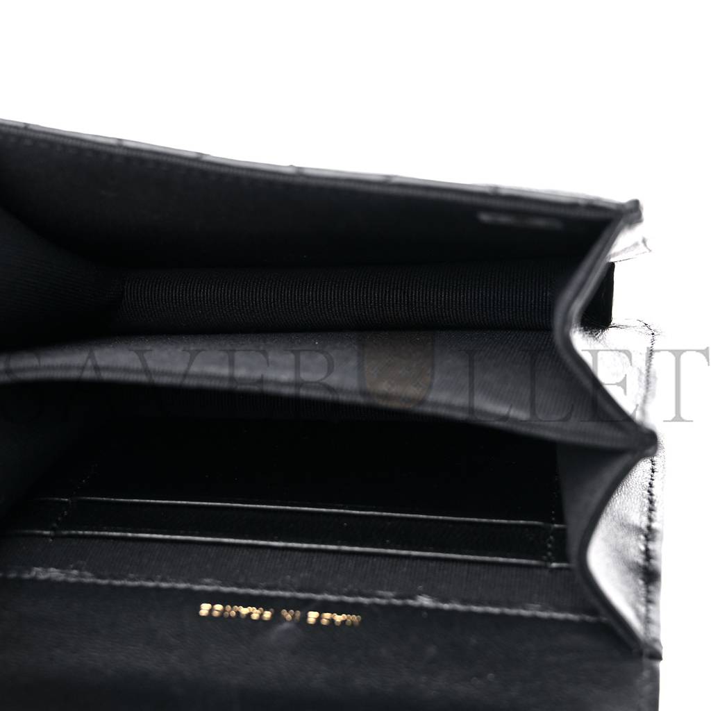 Ch*el lambskin quilted chain top handle clutch with chain black gold hardware (13*10*6cm)