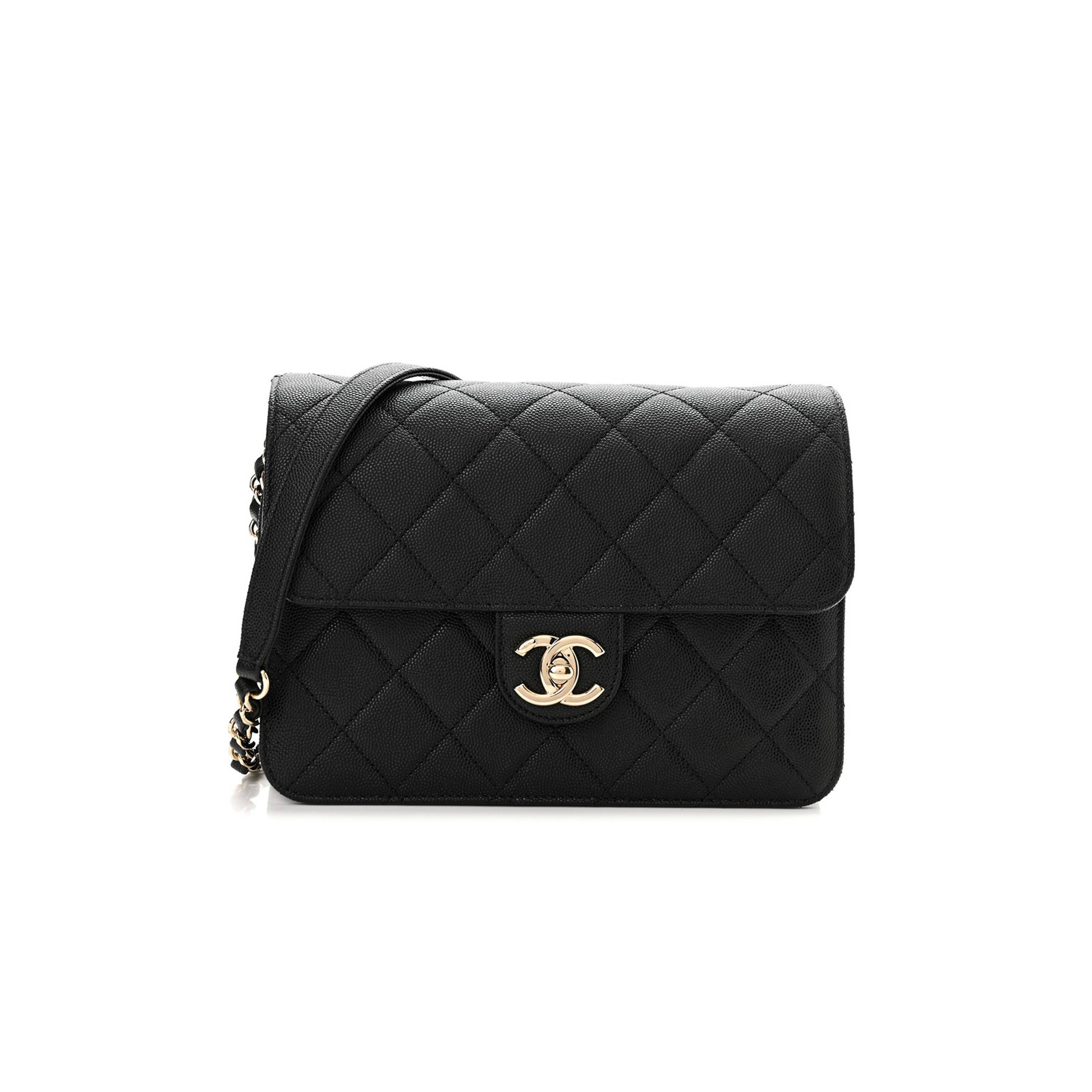 Ch*el caviar quilted large like a wallet flap black rose gold hardware (22*16*8cm)
