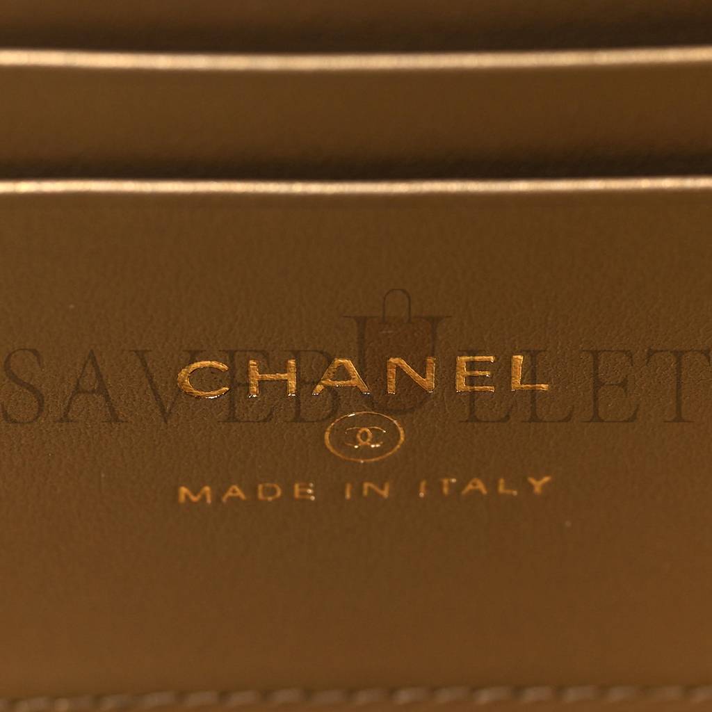 Ch*el lambskin quilted pearl crush small vanity case with chain black rose gold hardware (17*10*8cm)