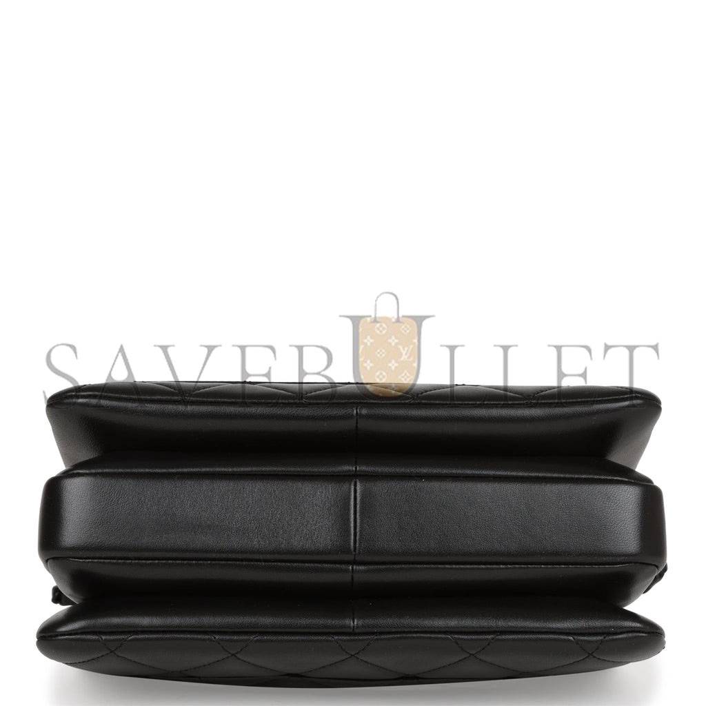 Ch*el large trendy cc bag so black lambskin black hardware (25*17*12cm)
