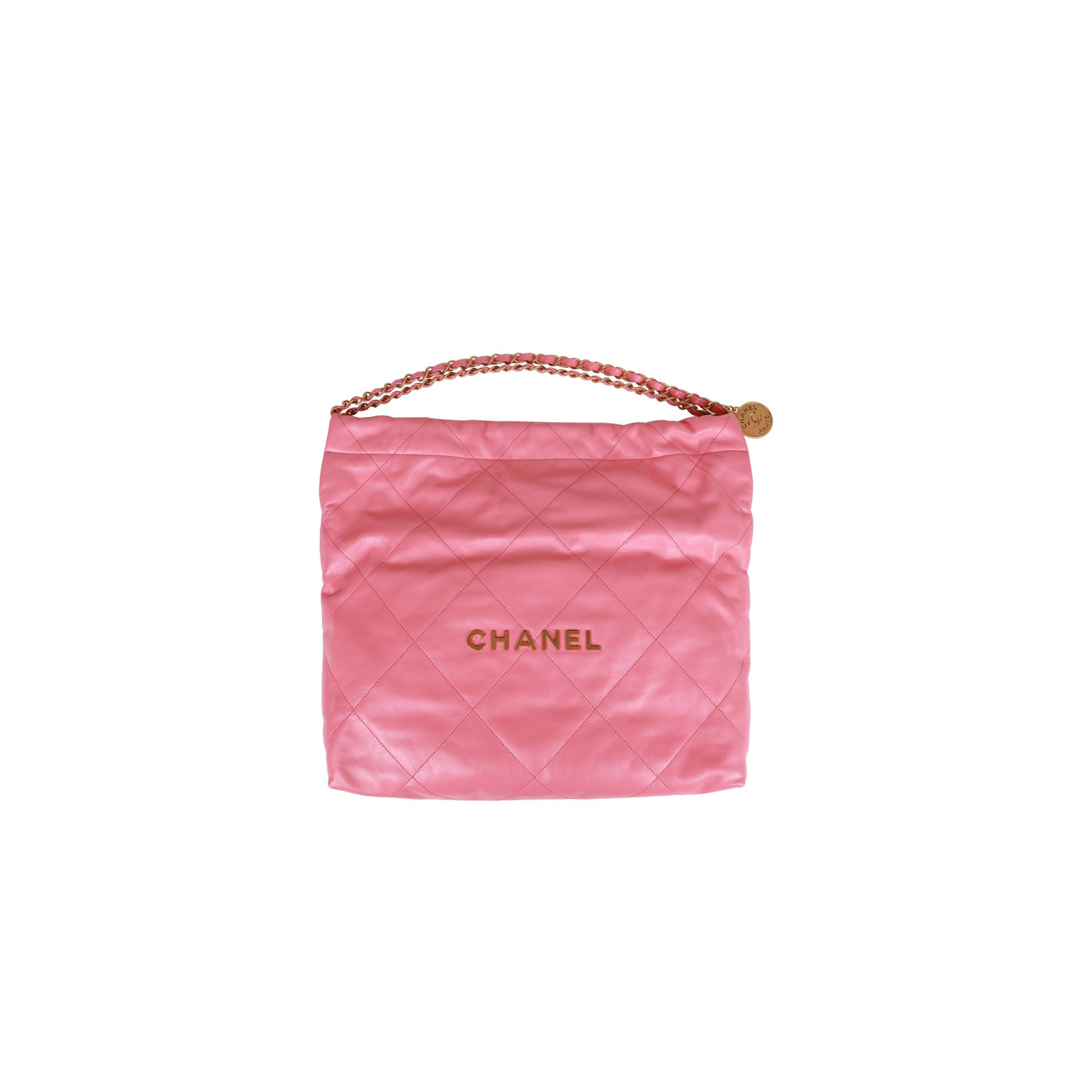 Ch*el small 22 bag pink calfskin gold hardware (30*28*8cm)