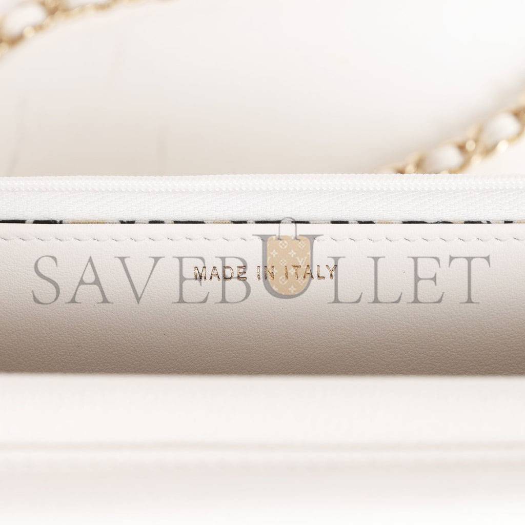 Ch*el wallet on chain woc white caviar light gold hardware (19*12*4cm)