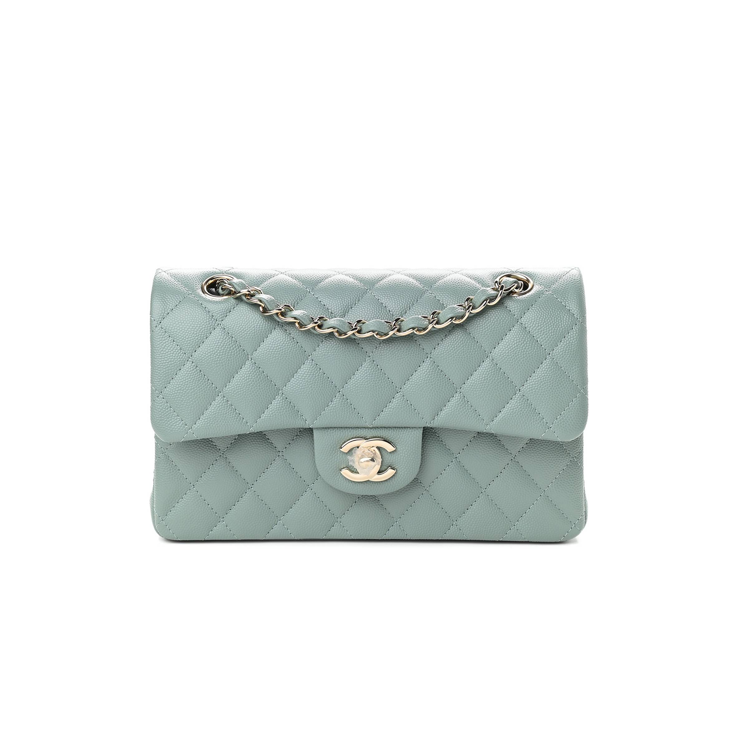 Ch*el caviar quilted small double flap dark green rose gold hardware (22*14*6cm)