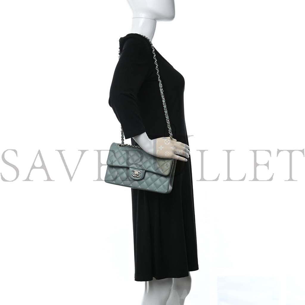 Ch*el caviar quilted small double flap dark green rose gold hardware (22*14*6cm)