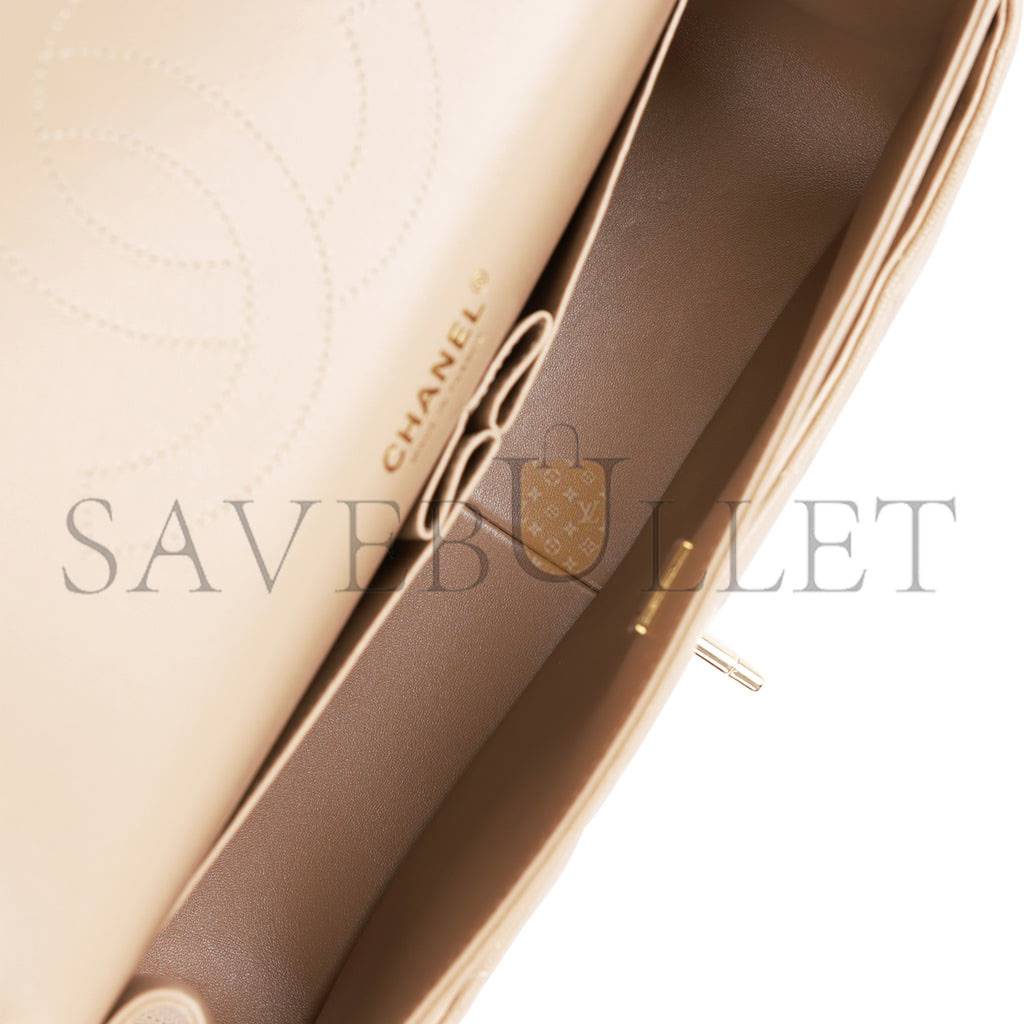 Ch*el jumbo classic double flap bag dark beige caviar gold hardware (30*20*9cm)