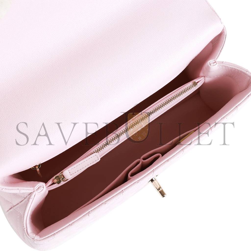 Ch*el medium coco handle flap bag light pink caviar light gold hardware (29*18*11cm)