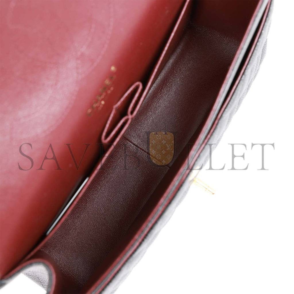 Ch*el jumbo classic double flap bag black caviar gold hardware (30*20*9cm)