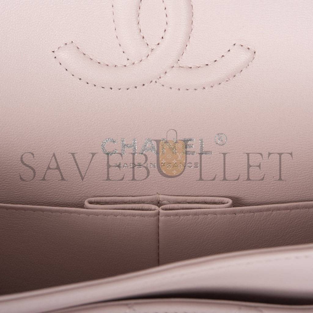 Ch*el small classic double flap bag light pink lambskin silver hardware (23*13*6cm)