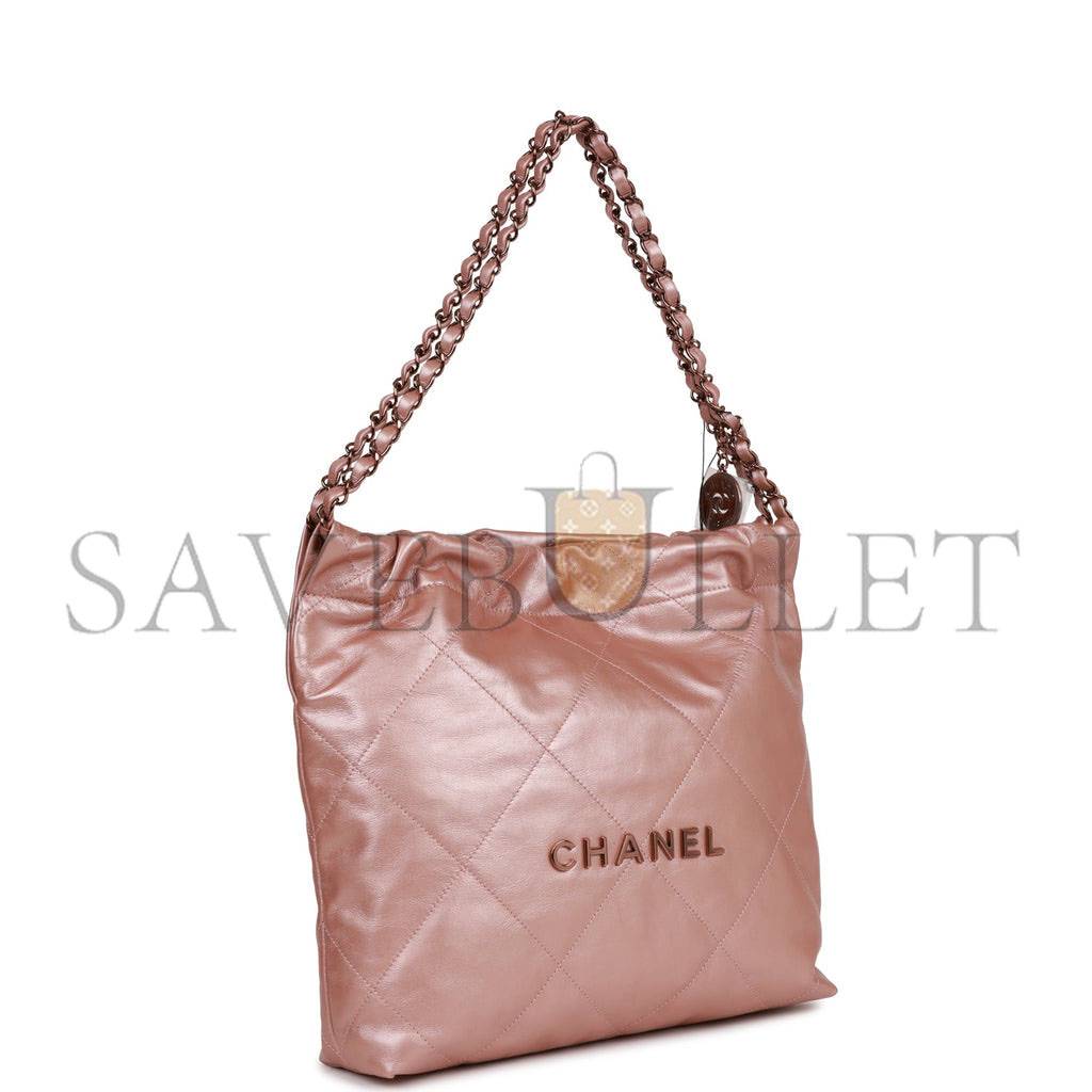 Ch*el small 22 bag copper calfskin rose gold hardware (37*35*7cm)