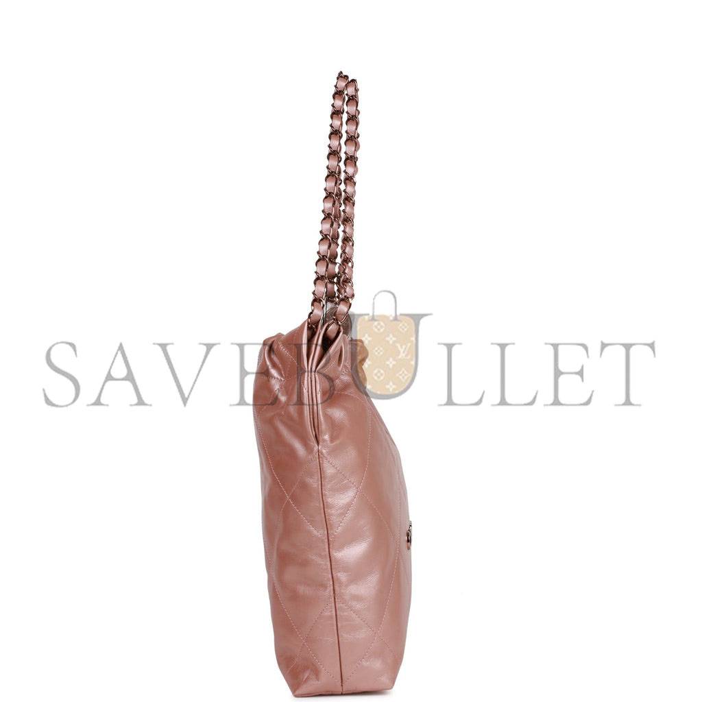 Ch*el small 22 bag copper calfskin rose gold hardware (37*35*7cm)