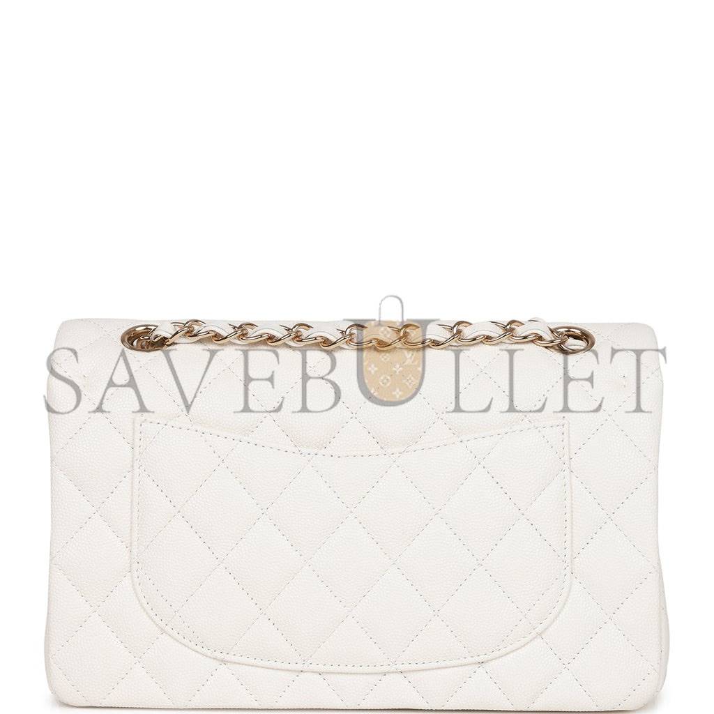 Ch*el small classic double flap white caviar gold hardware (23*13*6cm)