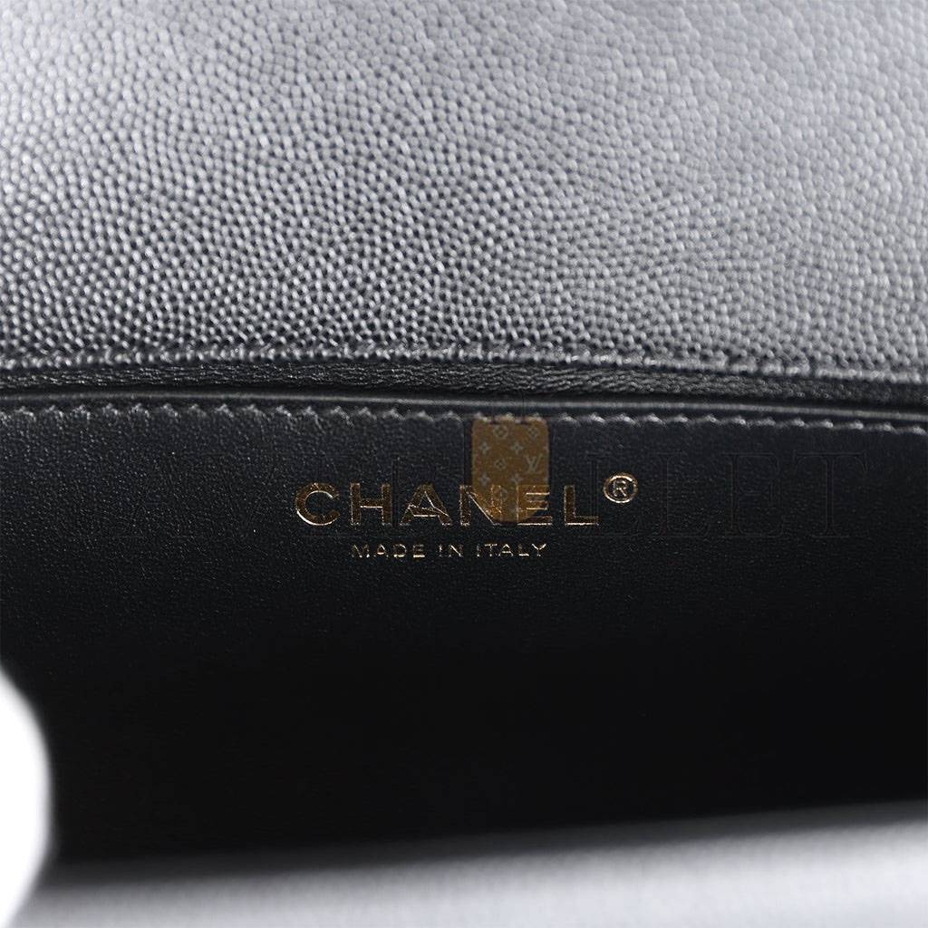 Ch*el medium boy bag black caviar antique gold hardware (25*15*9cm)