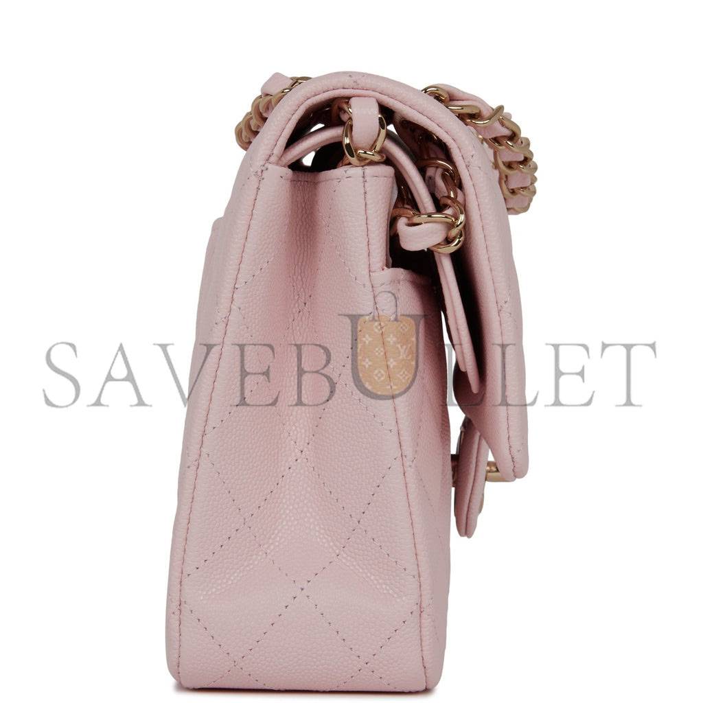 Ch*el medium classic double flap bag light pink caviar light gold hardware (25.5*15.2*7cm)