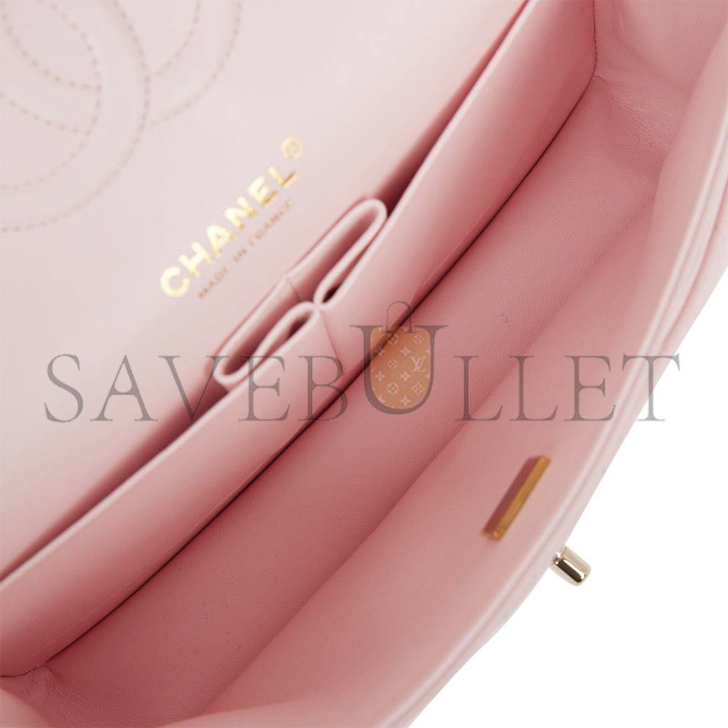 Ch*el medium classic double flap bag light pink caviar light gold hardware (25.5*15.2*7cm)