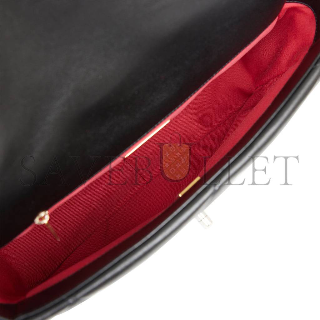 Ch*el large 19 flap bag black lambskin mixed hardware (30*20*9cm)