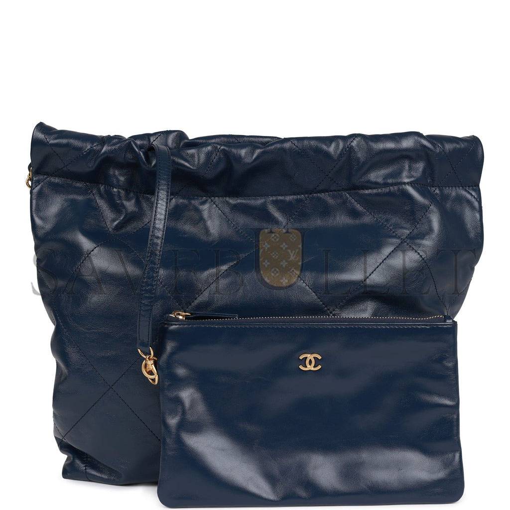 Ch*el large 22 bag navy lambskin antique gold hardware (46*45*10cm)