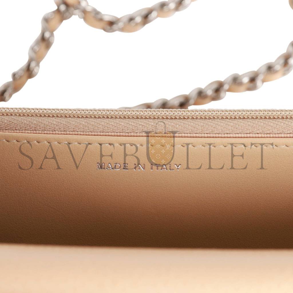 Ch*el wallet on chain woc beige caviar silver hardware (19*12*4cm)