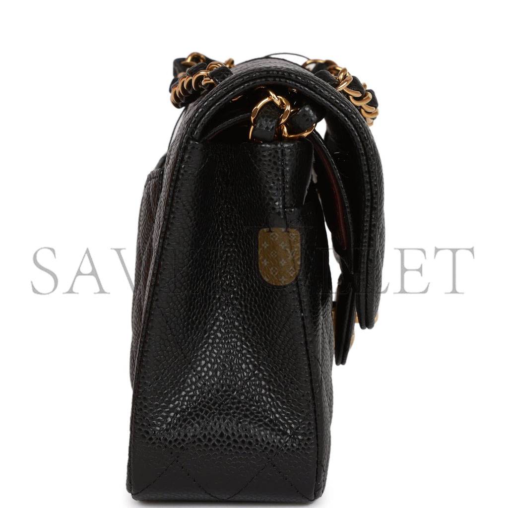 Ch*el small classic double flap black caviar gold hardware (23*13*6cm)