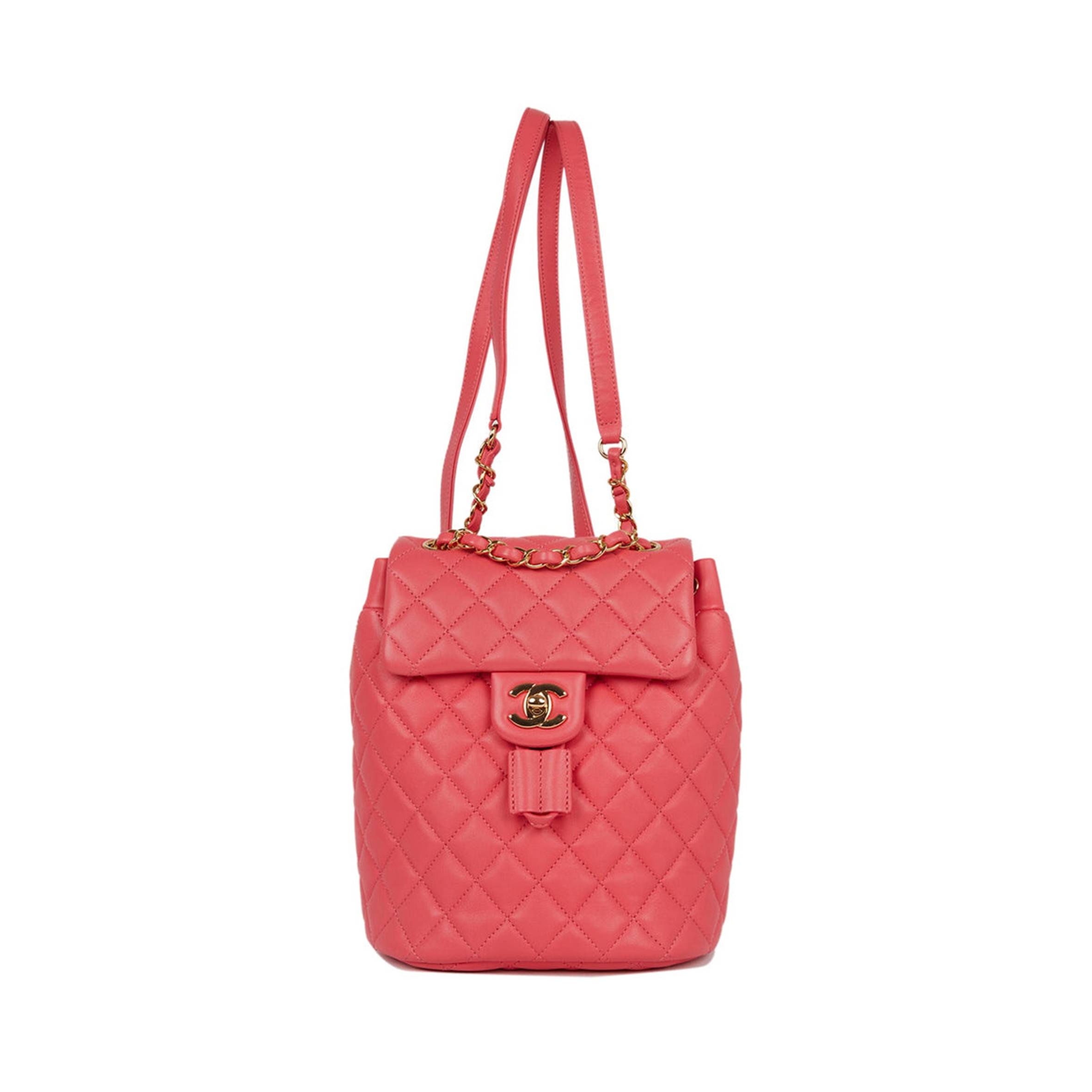 Ch*el mini urban spirit backpack rose lambskin gold hardware (22*17*8cm)