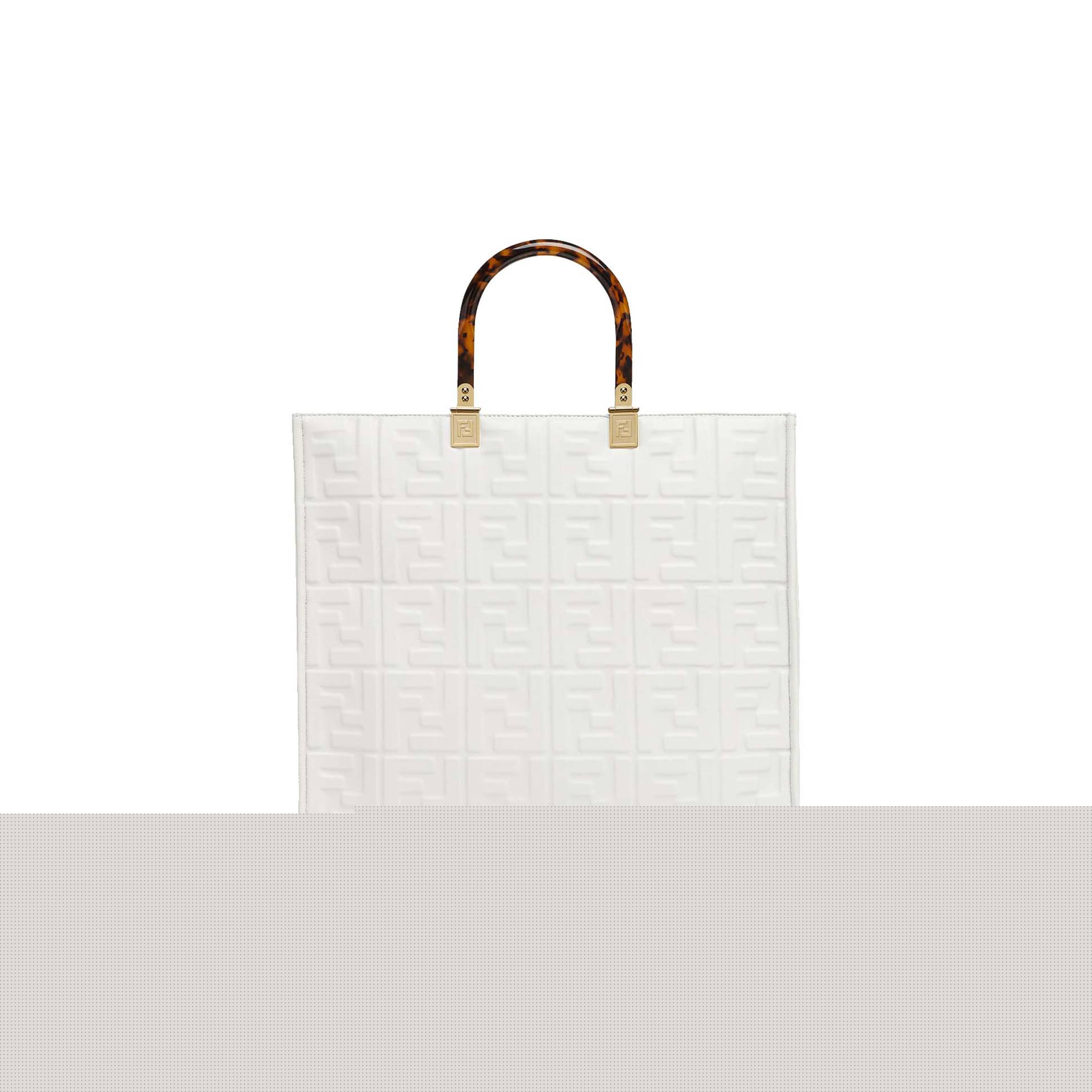 F**di sunshine medium - white leather shopper 8bh386amcvf0qvl (35*31*17cm)