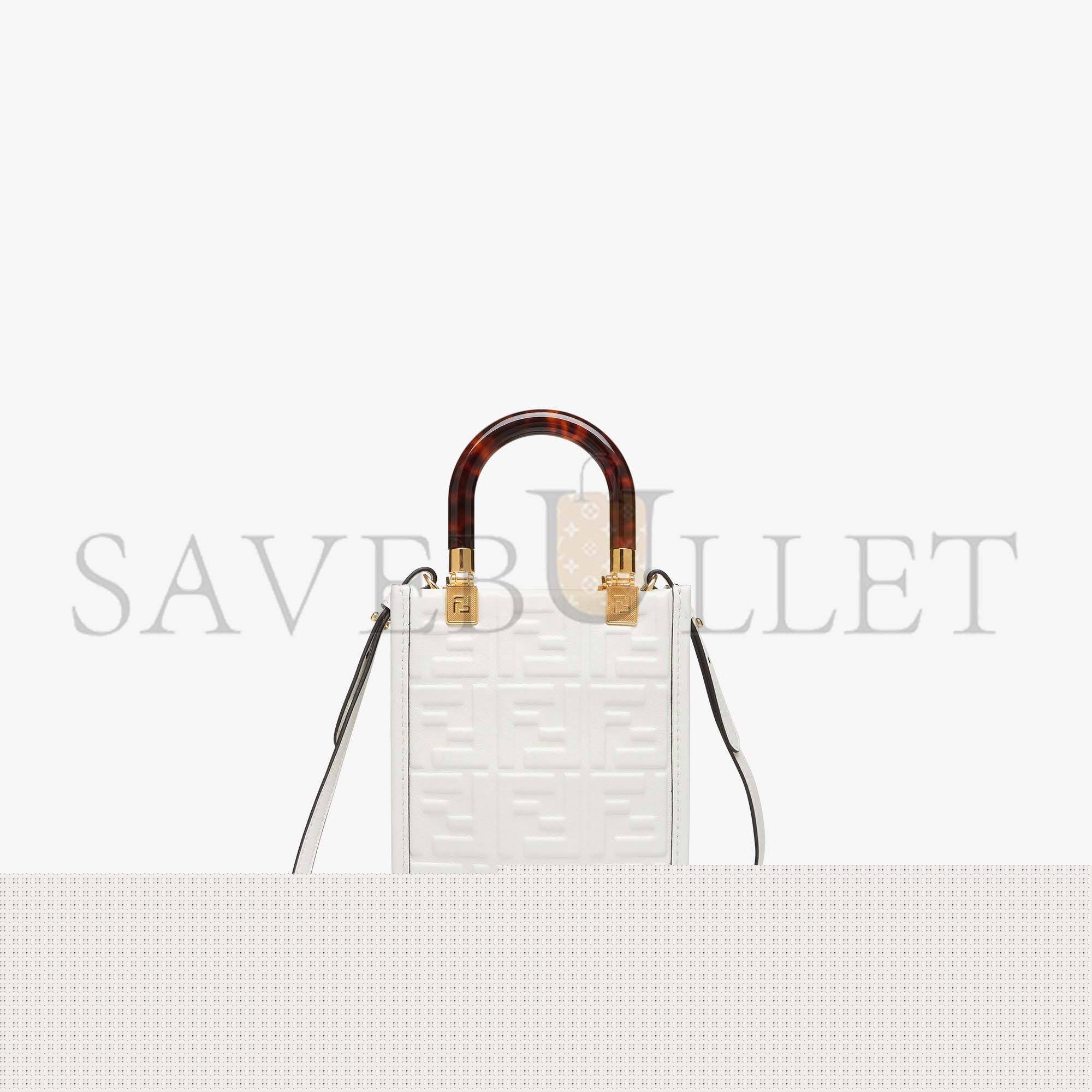 F**di mini sunshine shopper - white leather mini bag 8bs051amcif0qvl (18*13*6.5cm)