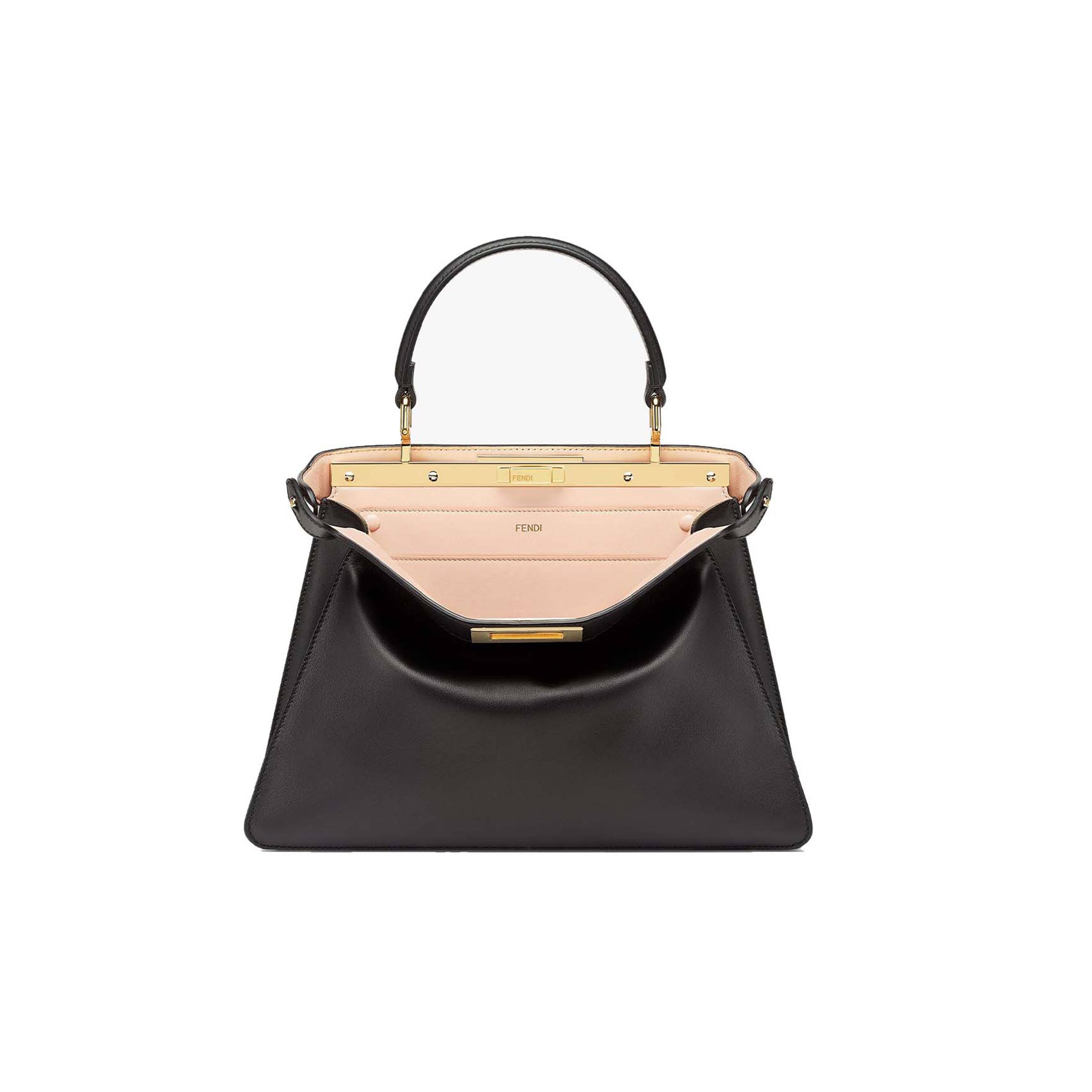 F**di peekaboo iseeu medium - rose black leather bag 8bn321a6v3f1cjz (33.5*25.5*13cm)