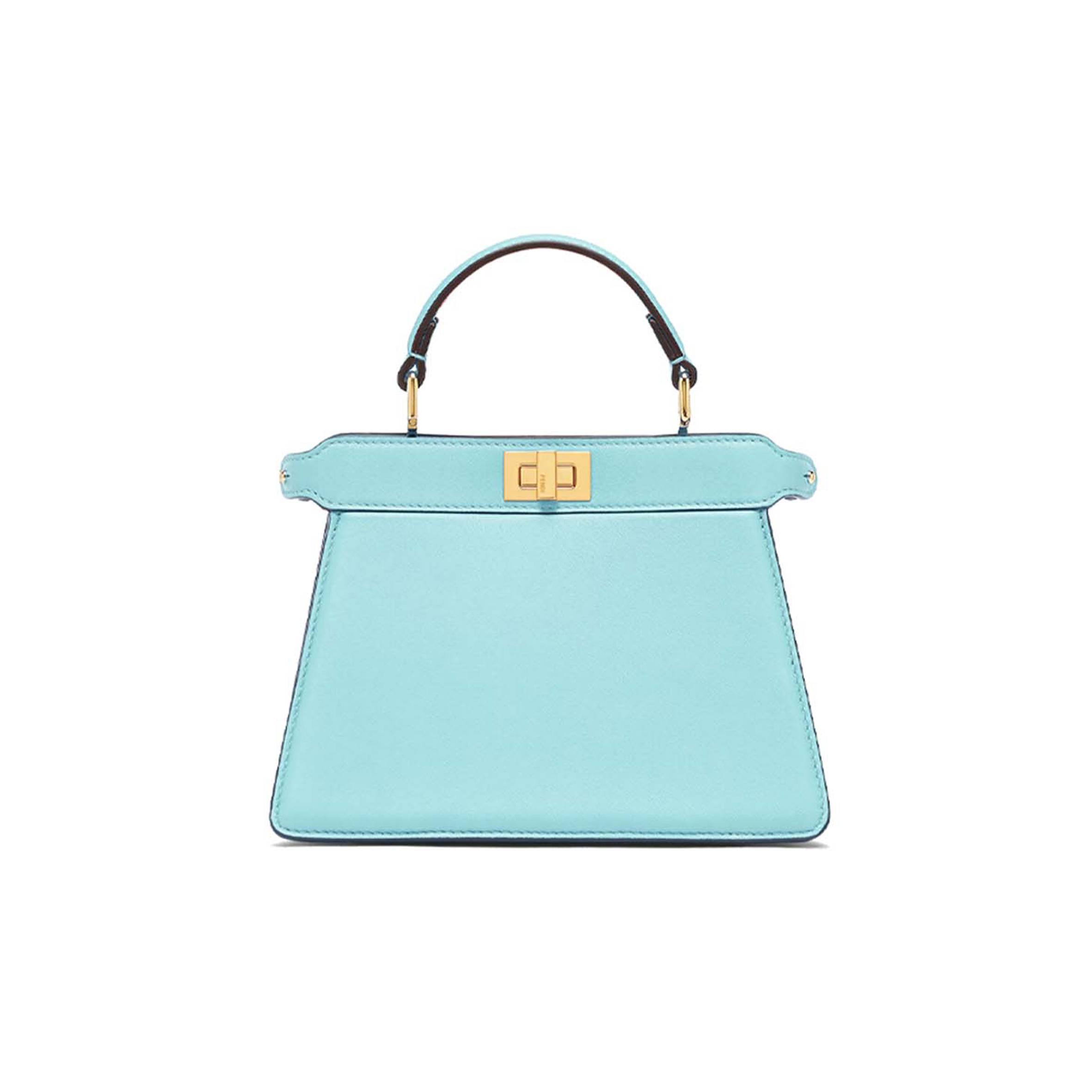 F**di peekaboo iseeu petite - turquoise padded nappa leather 8bn335abvef1jtx (20*15.5*11cm)