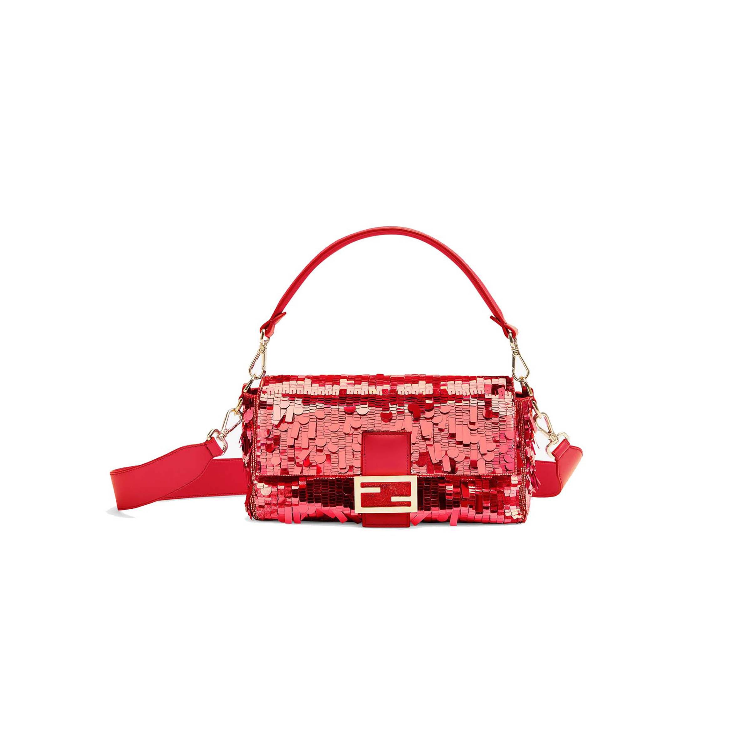 F**di baguette - red sequin and leather bag 8br600amp0f0v3l (27*15*6cm)