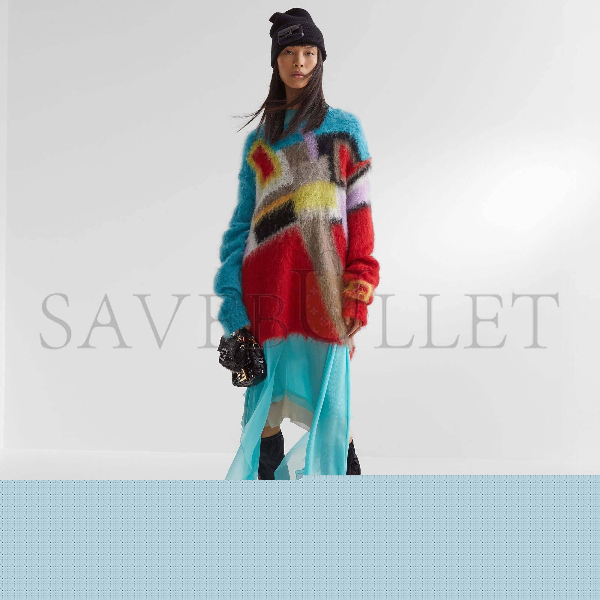 F**di baguette mini - black sequin and leather bag 8bs017amp0f0kur (20*13*5cm)