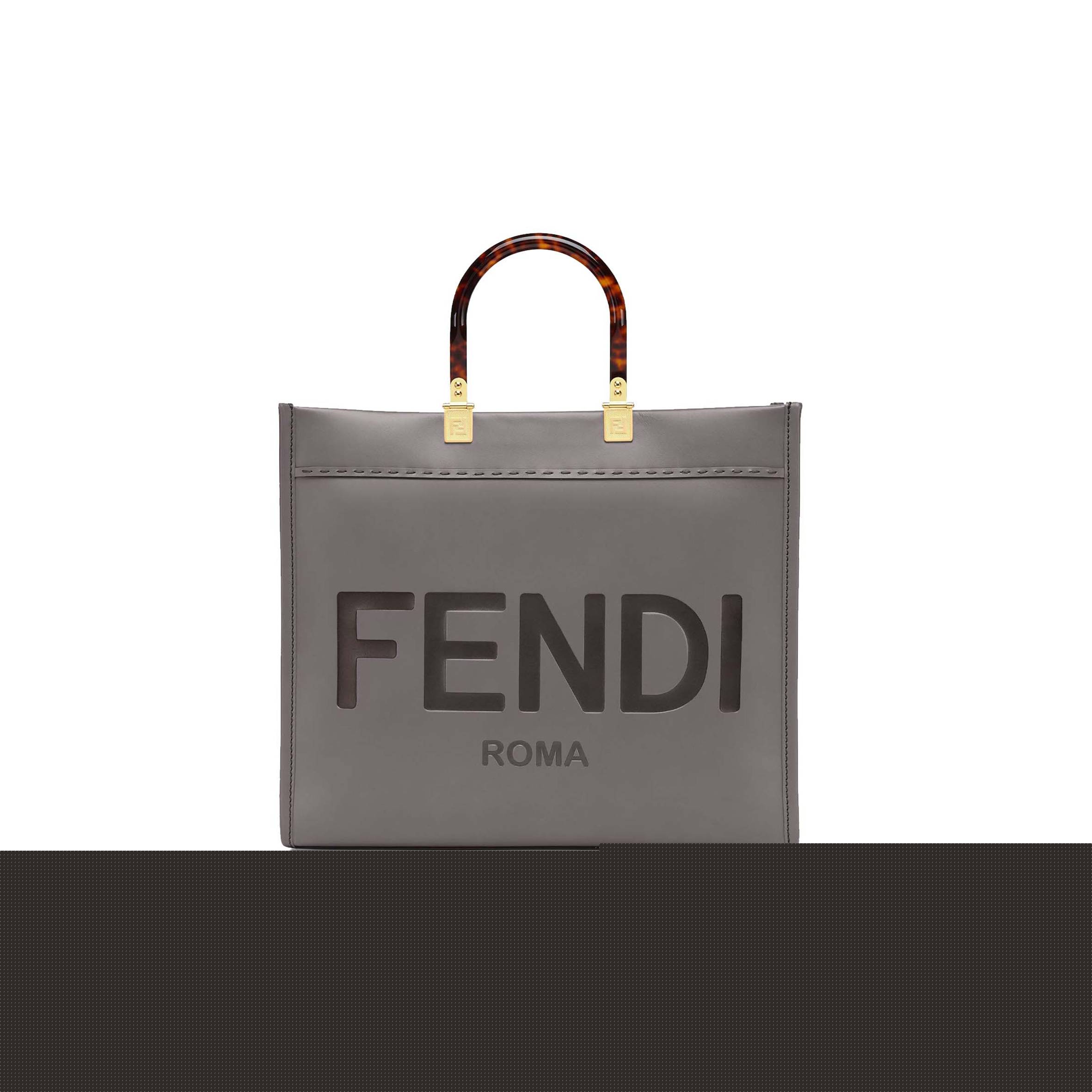 F**di sunshine medium - gray leather shopperi 8bh386abvlf1bzc (35*31*17cm)