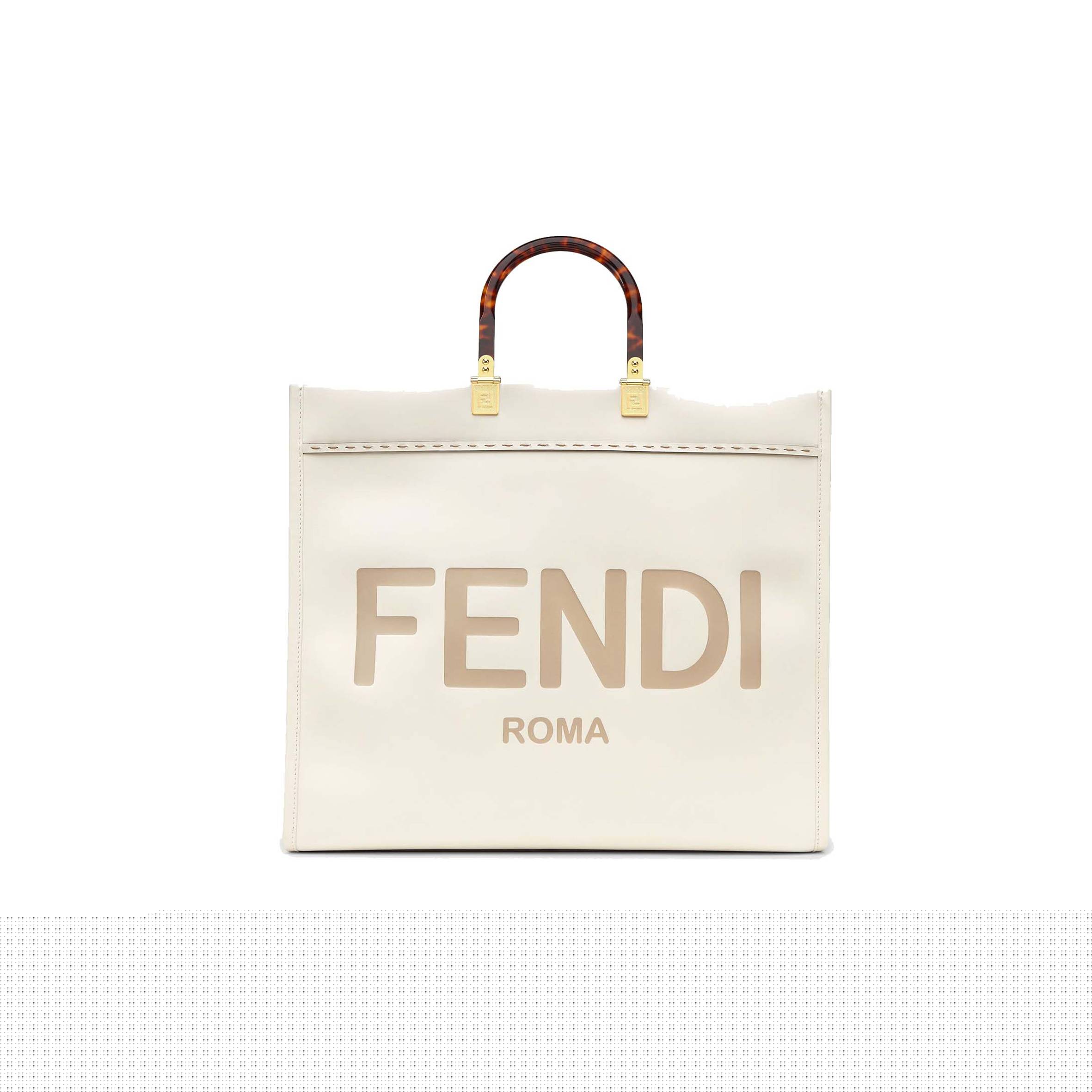 F**di large F**di sunshine - white leather shopperx 8bh372abvlf0k7e (40.5*35*21.5cm)