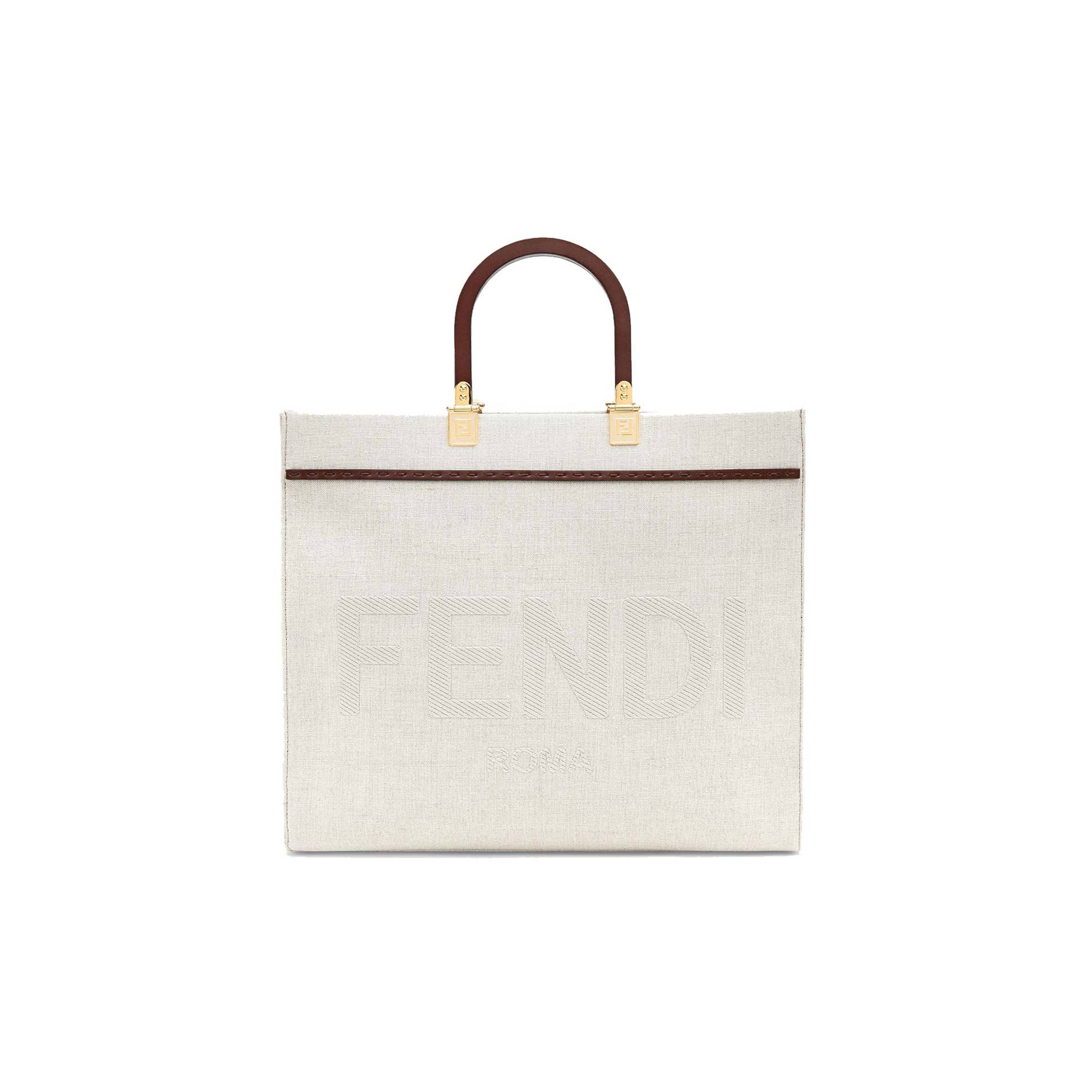 F**di sunshine medium - white canvas shopper 8bh386akbsf1hoc (35*31*17cm)