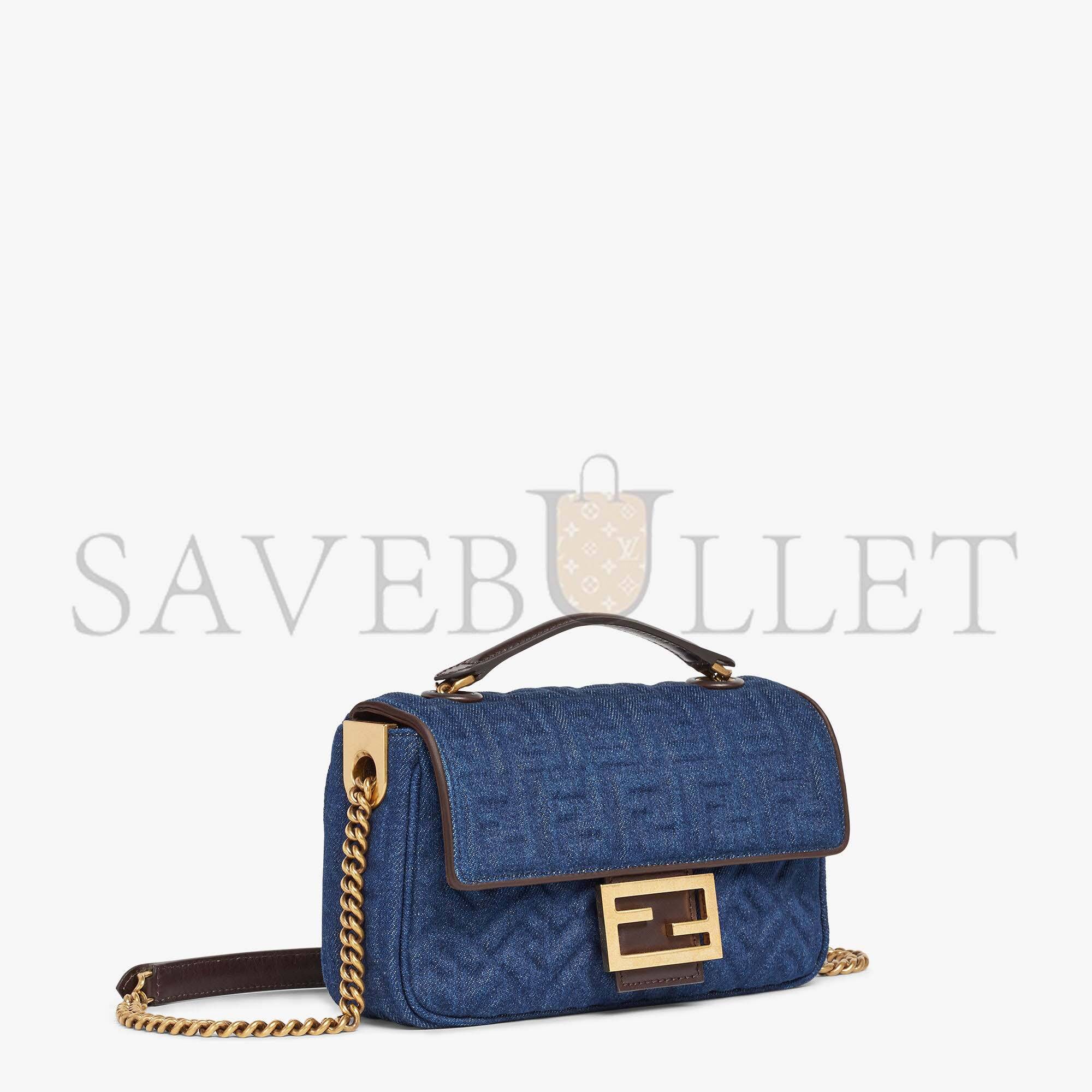 F**di baguette chain midi - dark blue denim bag 8br793alowf1hzw (24*14.5*7cm)