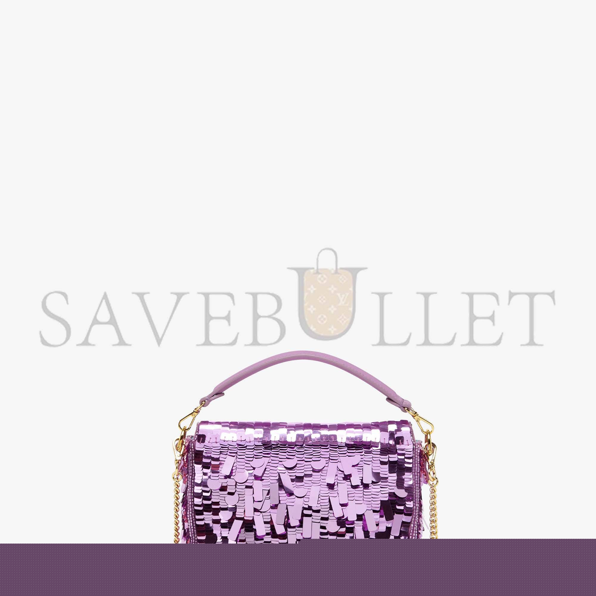 F**di baguette mini - purple sequin and leather bag 8bs017amp0f1jco (20*13*5cm)