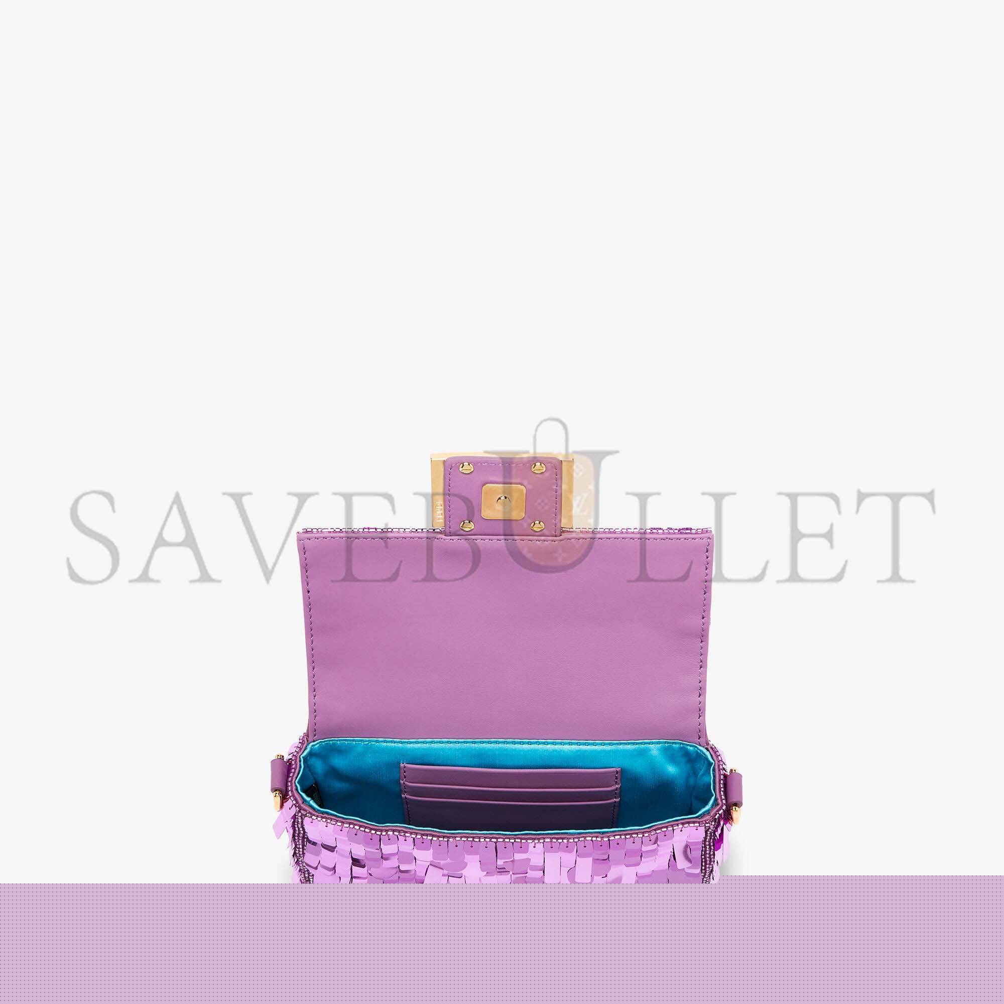 F**di baguette mini - purple sequin and leather bag 8bs017amp0f1jco (20*13*5cm)